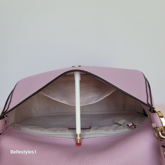 KATE SPADE Hudson Pebbled Leather Medium Flap Convertible Shoulder Bag-Lav Fst ⭐ - Picture 14 of 16